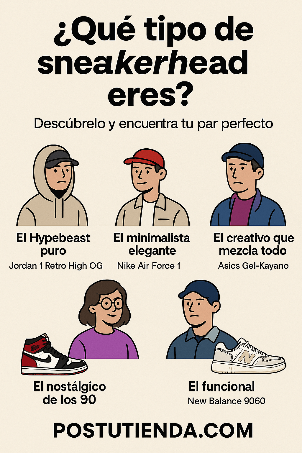 🧬 ¿Qué tipo de sneakerhead eres? Descúbrelo y encuentra tu par perfecto - Postu Tienda